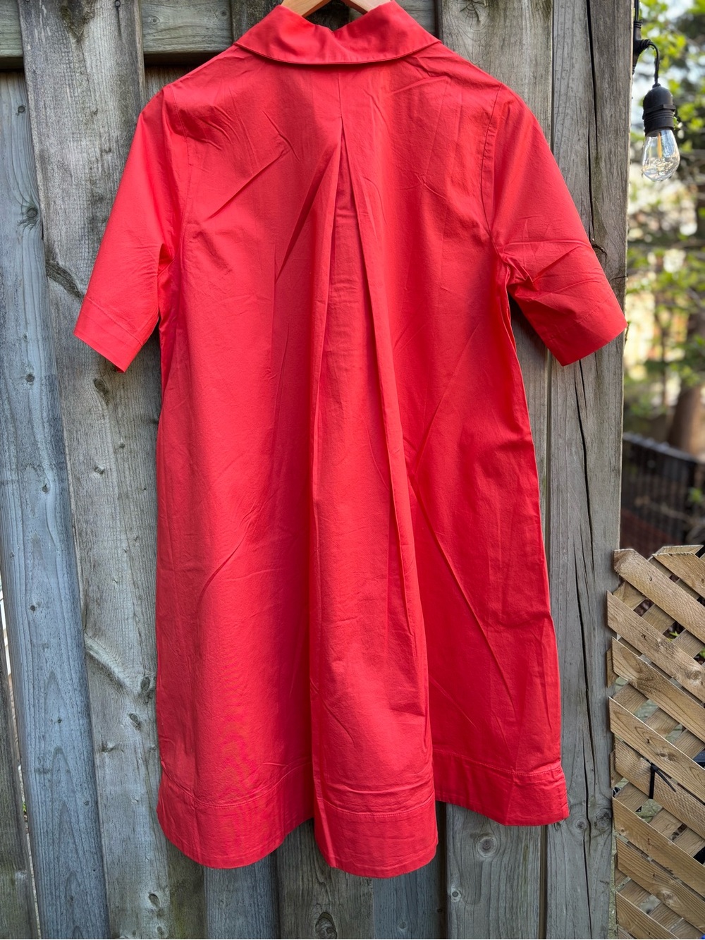 NWT Cotton Poplin Trapeze Shirt Dress with Pockets Coral - Picture 7 of 8